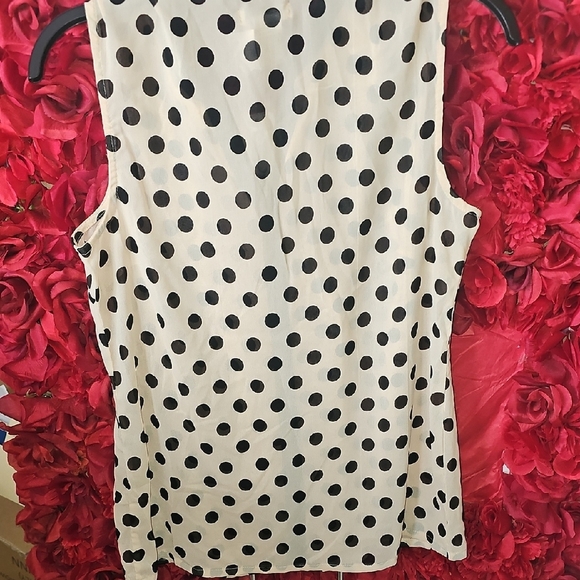 Pinky NWT Women's Black and Cream Polka Dot Blouse Size Medium - Picture 8 of 8